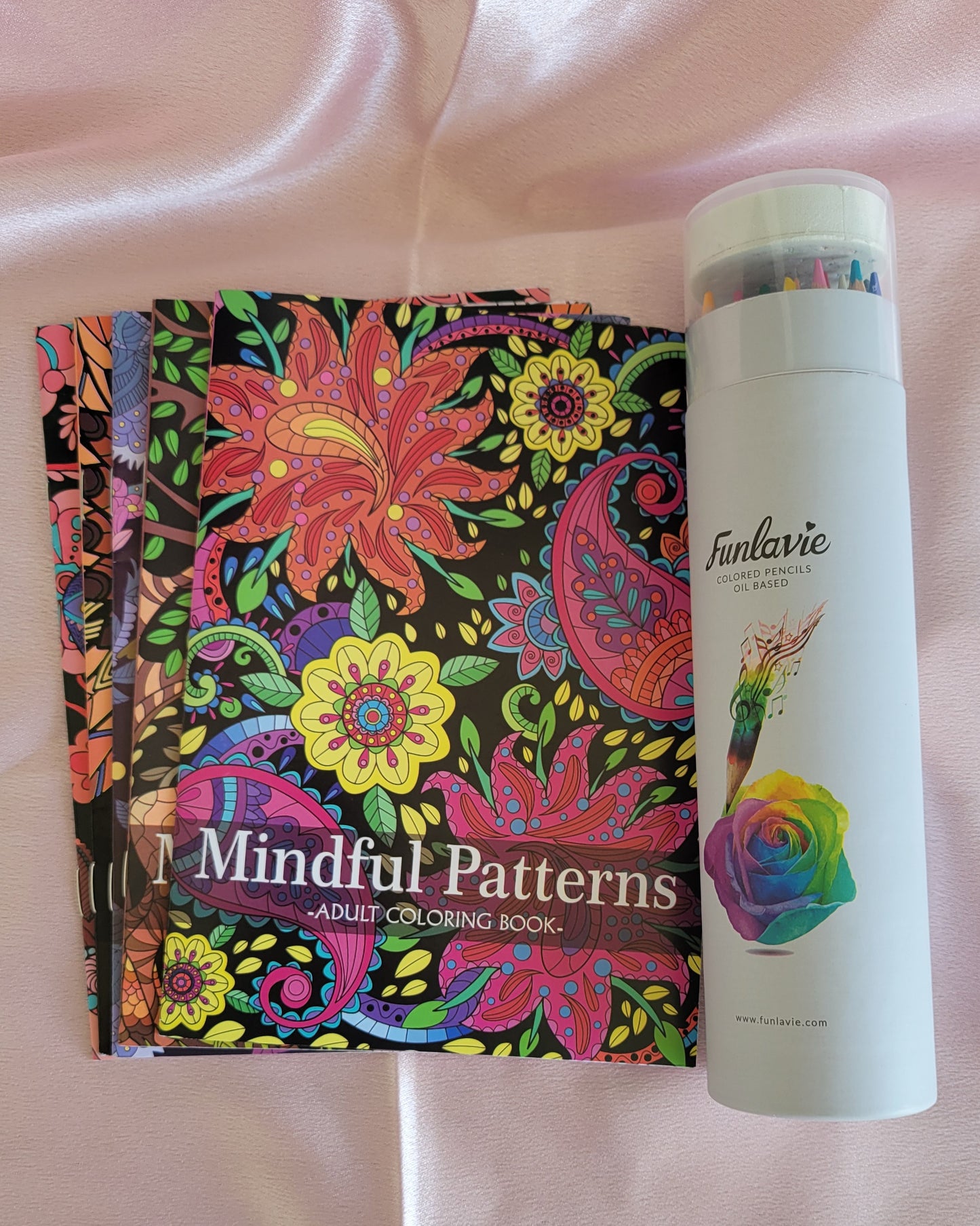 Adult Coloring Book + 24-Pack Colored Pencils