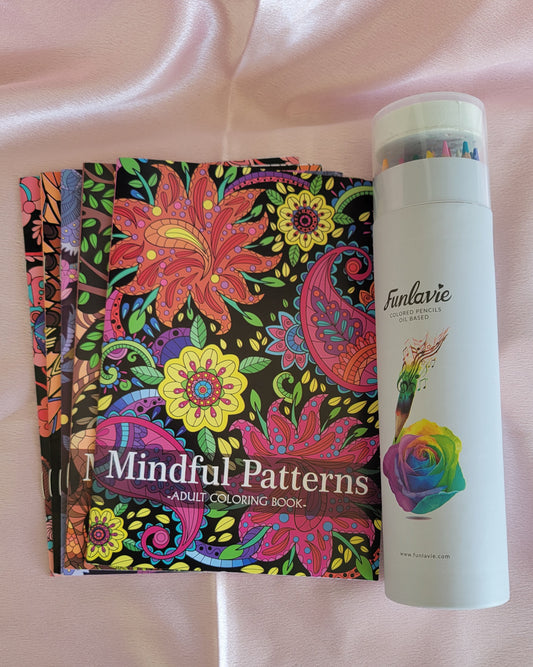 Adult Coloring Book + 24-Pack Colored Pencils